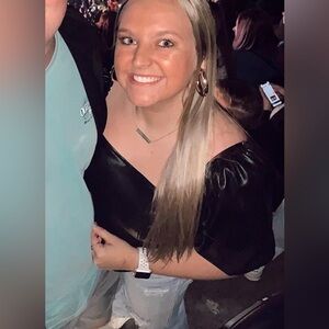 Marc New York Black leather Puff Sleeve Blouse